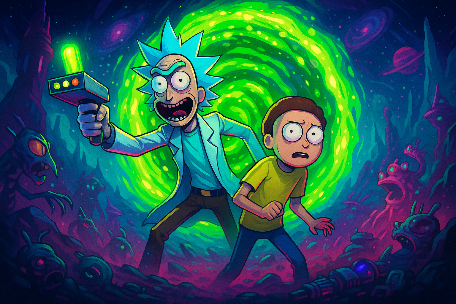 make a cold rick and mort poster without any writing
